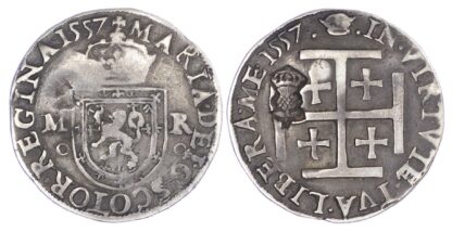 Mary (1542-1567), Testoon, countermarked, 1st period, type IIIa, 1557