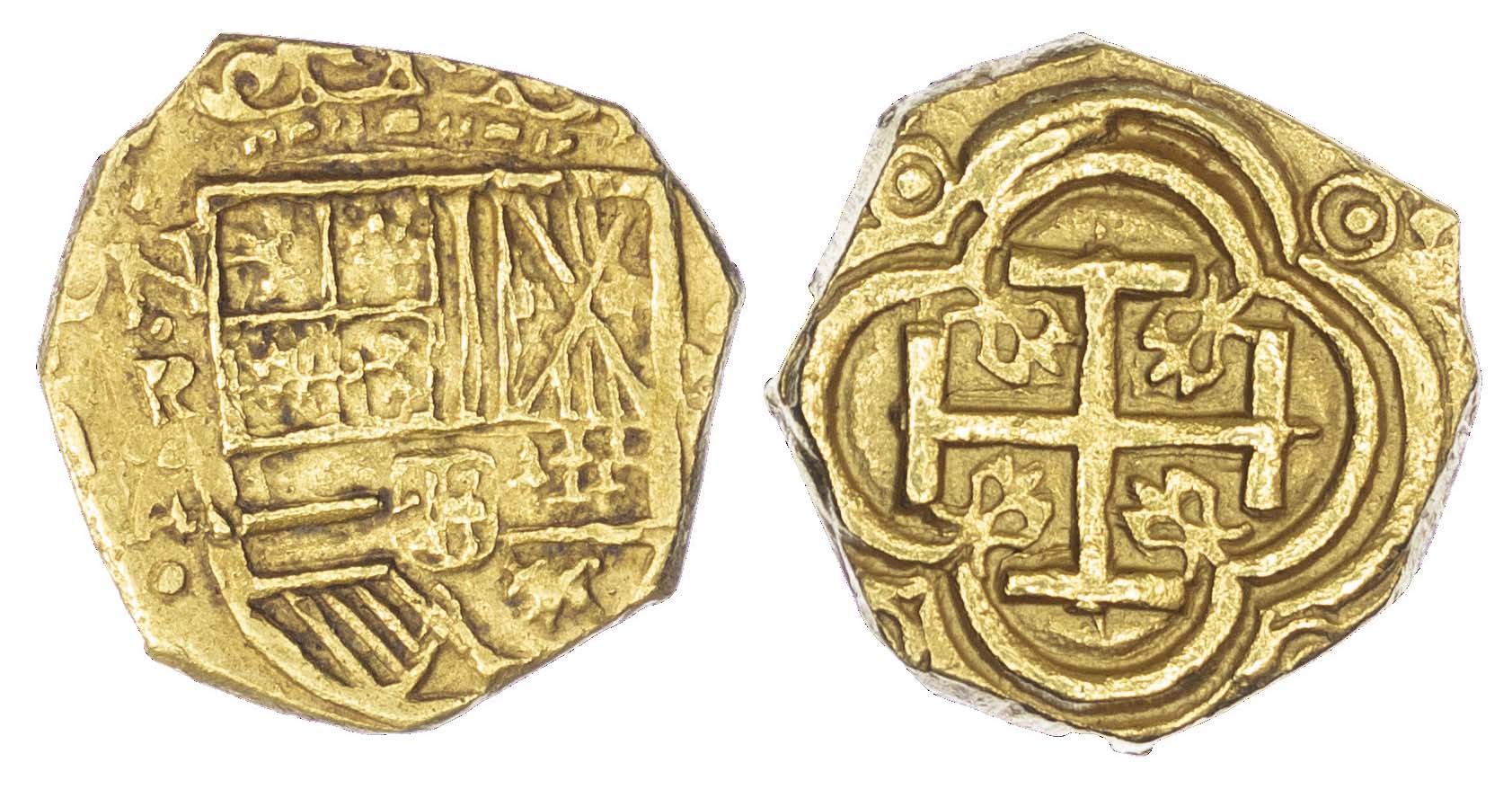 Columbia (colonial), Felipe IV of Spain (1621-1665 AD), gold 2 Escudos