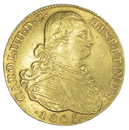 Columbia (colonial), Carlos IV (1788-1808 AD), gold 8 Escudos, 1805