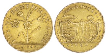 Italy, Papal States, Pio VI (1775–1799 AD), gold 4 Doppie, 1787