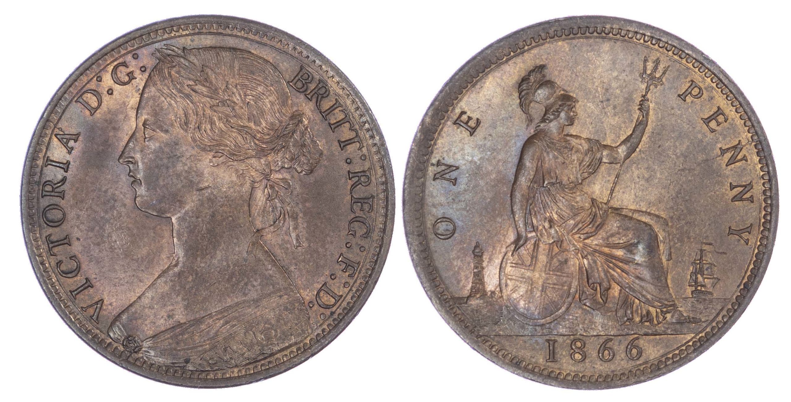 Victoria (1837-1901), Bronze Penny, 1866