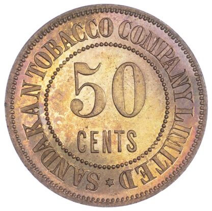Malaysia, British North Borneo, copper Proof 50 Cents, Sandakan Tobacco Token