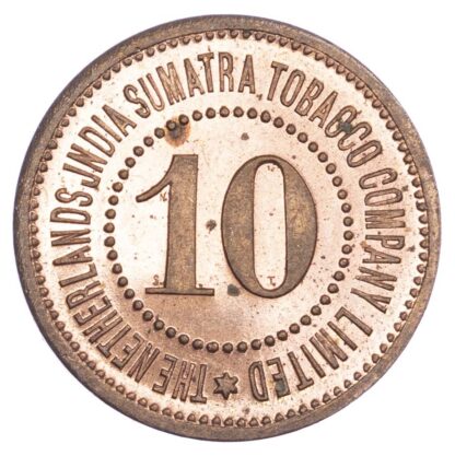 Netherlands East Indies, Sumatra, copper Proof 10 Cents, Tobacco Token