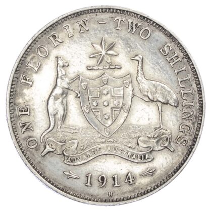 Australia, George V (1910-36), silver Florin, 1914 H