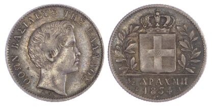 Greece, Otto (1832-62), silver ½ Drachma, 1834 A - rare