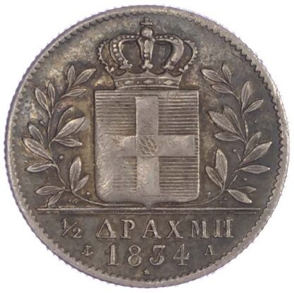 Greece, Otto (1832-62), silver ½ Drachma, 1834 A - rare