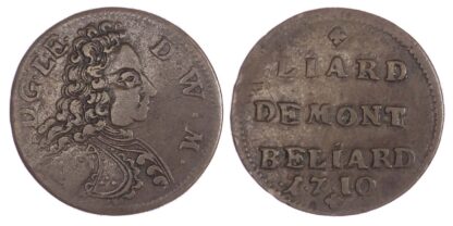 France, Feudal, Comté de Montbéliard Léopold-Éberard (1690-1723), copper Liard, 1710