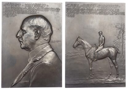 Austria, Winner of the Grand National 1883 – Count Kinsky on Zoedone, AE plaque 1908