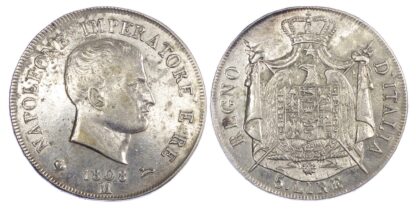 Italy, Kingdom of Italy, Napoleon I (1805-1814), silver 5 Lire, 1808 M