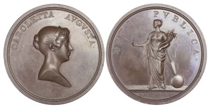 George III, Princess Charlotte of Wales, Betrothal to Prince William of Orange, AE medal, 1814