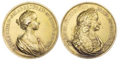 Charles II, Marriage to Catherine of Braganza, AR-gilt Marriage Medal 1662