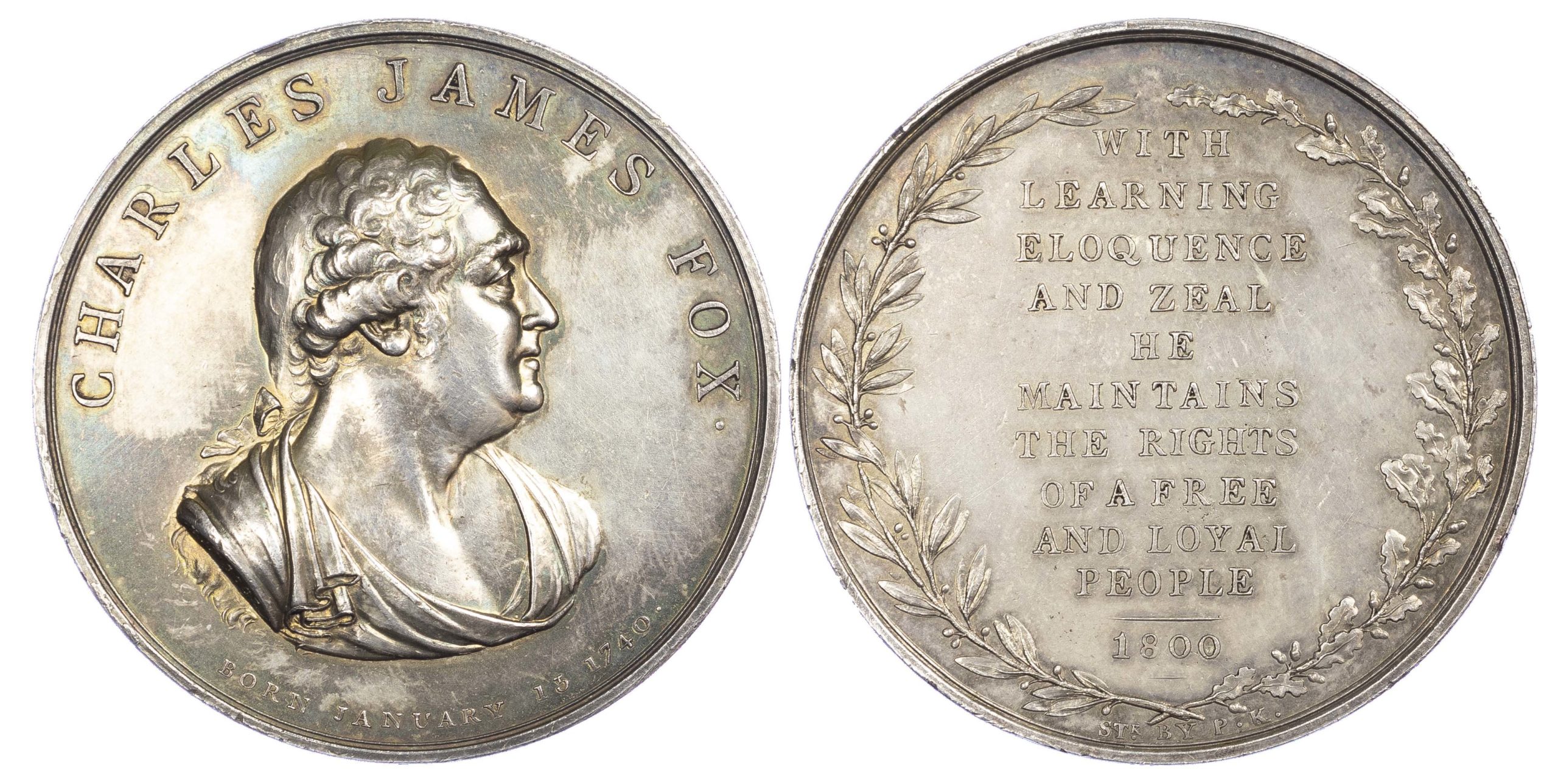 Ireland ? George III, Whig statesman, silvered AE medal 1800