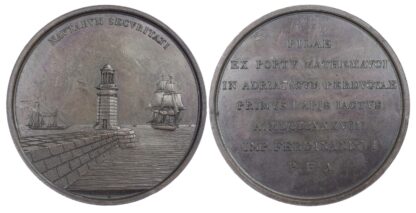 Venice under Austria, Foundation of the Harbour Mole at Malmocco, AE medallion 1838