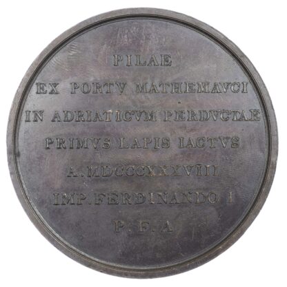 Venice under Austria, Foundation of the Harbour Mole at Malmocco, AE medallion 1838