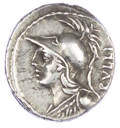 P Servilius 100 BC: denarius helmeted hd of Minerva (L)