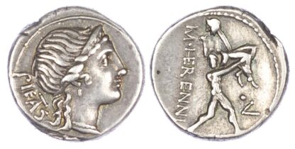 M. Herennius (108-107 BC) AR Denarius, Rome