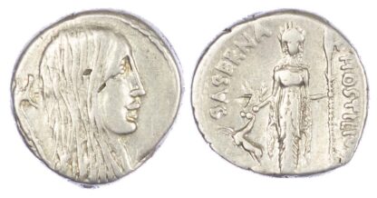L. Hostilius Saserna (48 BC) AR Denarius, Rome