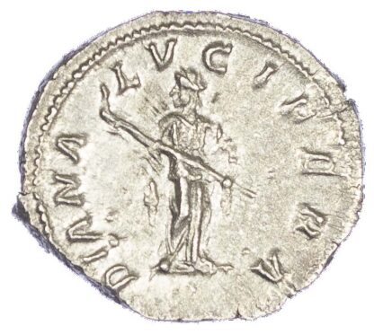 Julia Domna (wife of Septimus Severus): denarius small old draped bust rev Diana Lucifera