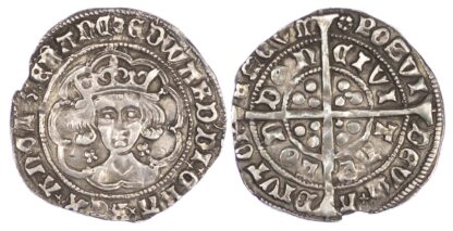 Edward IV (1461-70), first reign, Groat, quatrefoils at neck, nothing on breast, extra pellet reverse, London