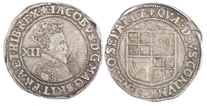 James I (1603-25), Shilling, second coinage (1604-19), third bust, mm lis