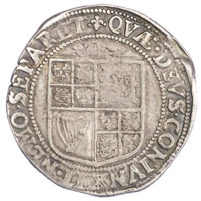 James I (1603-25), Shilling, second coinage (1604-19), third bust, mm lis