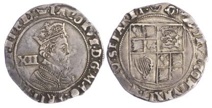 James I (1603-25), Shilling, 2nd coinage bust 5, single arched crown, mm coronet
