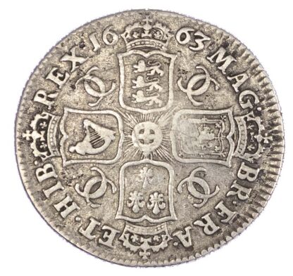 Charles II (1660-85), Shilling, 1663, first laureate draped bust