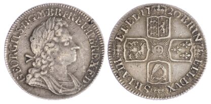 George I (1714-27), Shilling, 1720, 1st Bust, angles plain