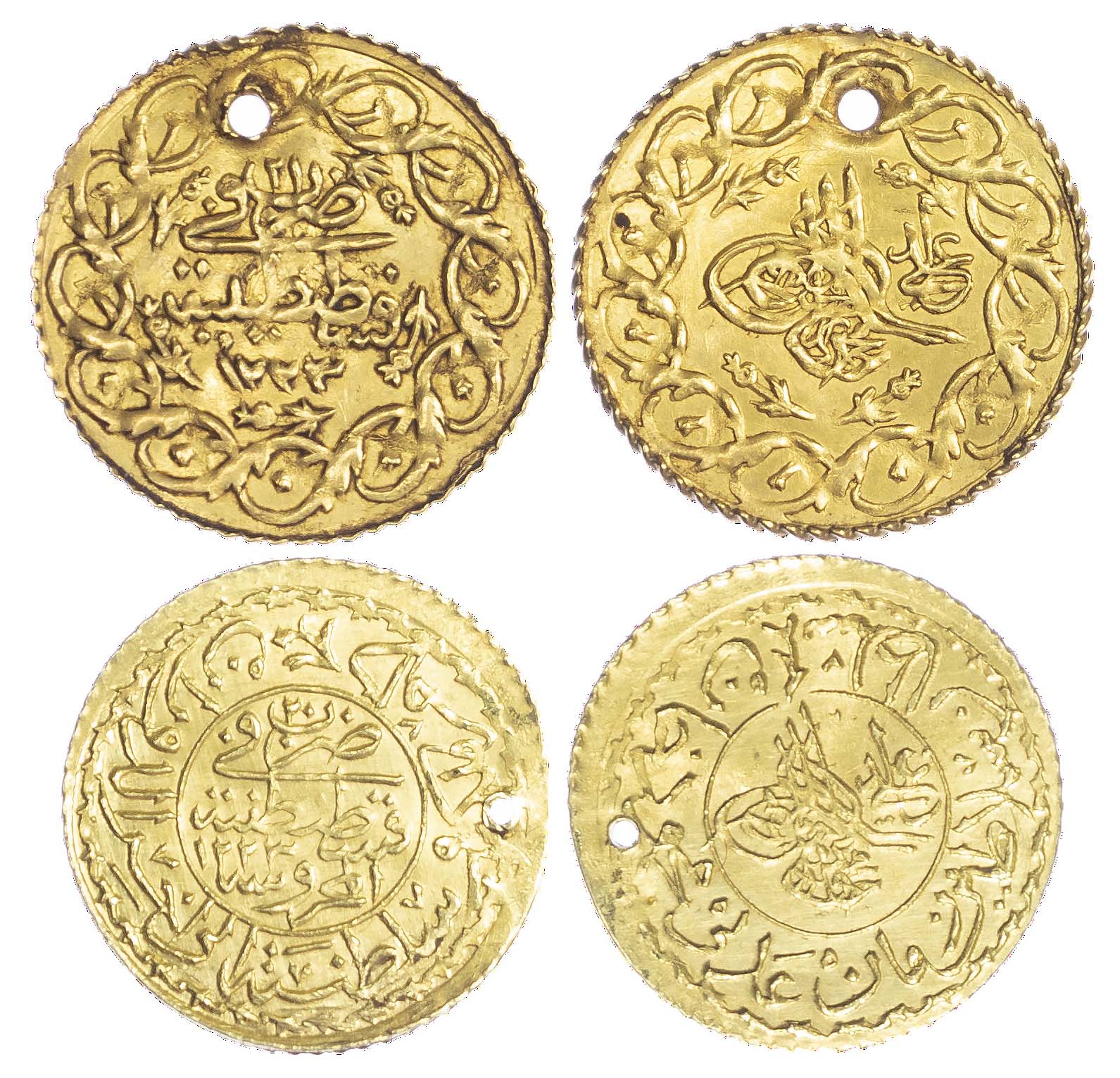 Ottoman Empire, Mahmud II (1808-1839), gold Mahmudiye and gold Cedid Adli Altın - Qustantiniya