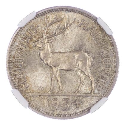 Mauritius, George V (1910-36), silver Half Rupee, 1934