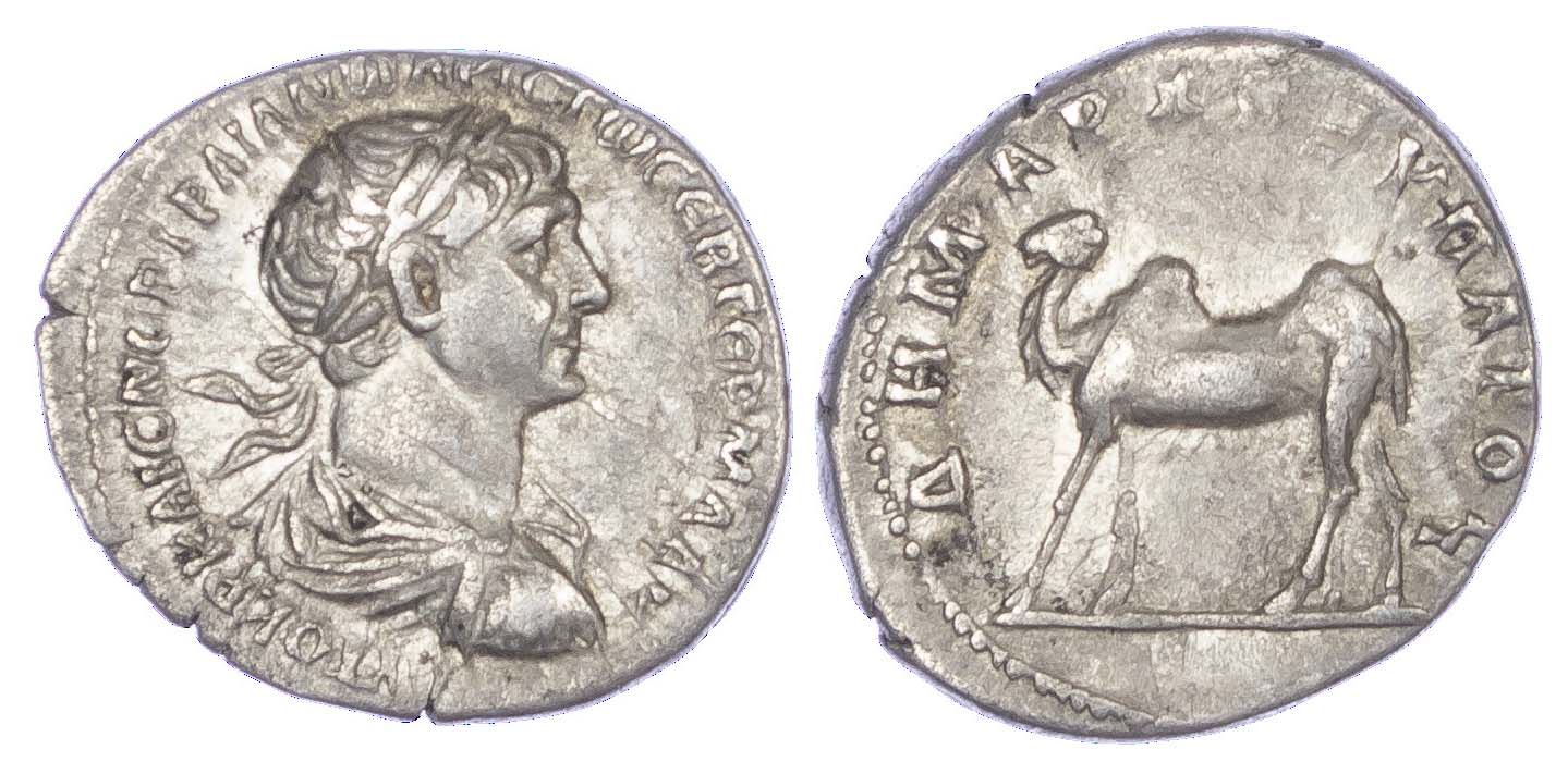 Trajan, Silver Drachm, Camel