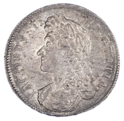 James II (1685-88), Crown, 1687, second bust, TERTIO. E over R in ET in edge (Rare)
