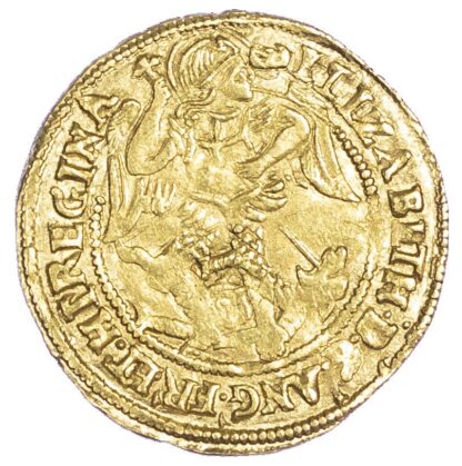 Elizabeth (1558-1603), Half Angel, 6th issue, mm hand