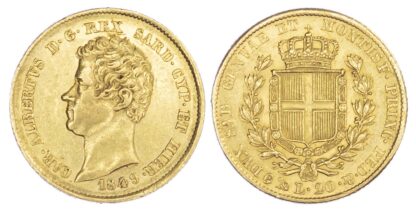 Italy, Sardinia, Carlo Alberto (1831-49), gold 20 Lire, 1849