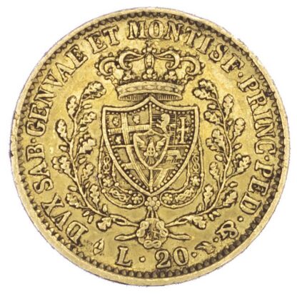 Italy, Sardinia, Carlo Felice (1821-31), gold 20 Lire, 1827