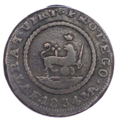 Philippines (colonial), Isabel II (1833–68), copper Quarto, 1834 - extremely rare
