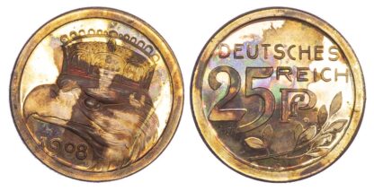 Germany, Wilhelm II (1888-1918), copper Pattern 25 Pfennig, 1908 - Karl Goetz