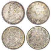 South Africa, Republic, Paul Kruger (1883-1900), silver Threepences - 2 coins