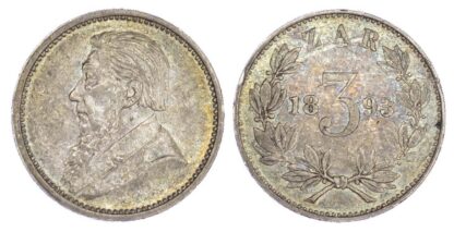 South Africa, Republic, Paul Kruger (1883-1900), silver Threepences - 2 coins
