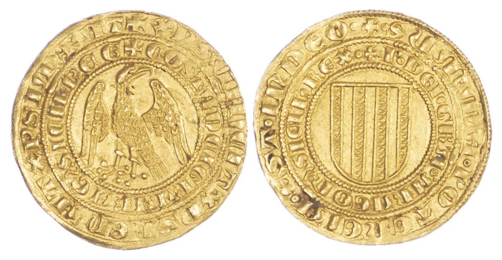 ITALY, SICILY, PIETRO & COSTANZA (1282-5), PIERREALE D’ORO – RARE, SUPERB