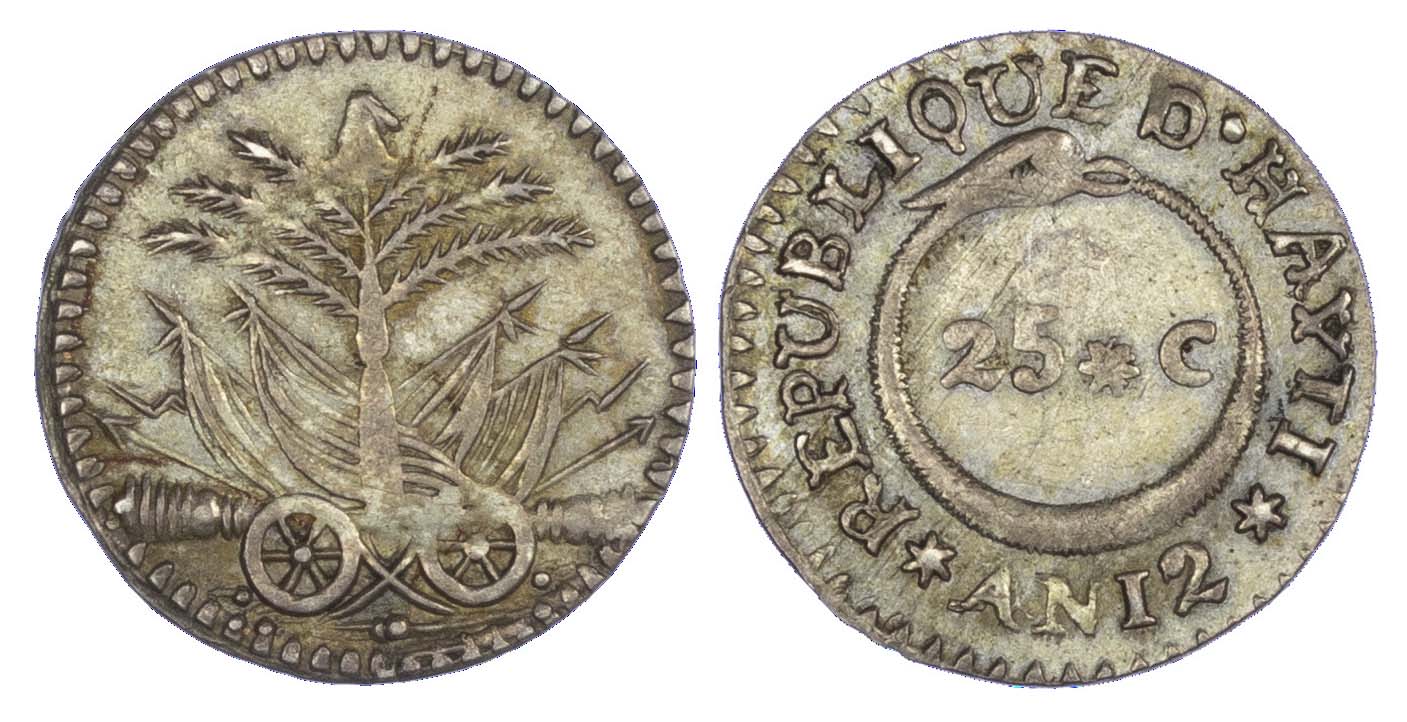 Haiti, Western Republic (1807-1818), silver 25 Centimes
