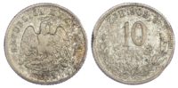 Mexico, Republic, silver 10 Centavos, 1871/0, Zacatecas - rare