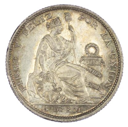 Peru, Republic, silver 1/5 Sol, 1892 - Uncirculated