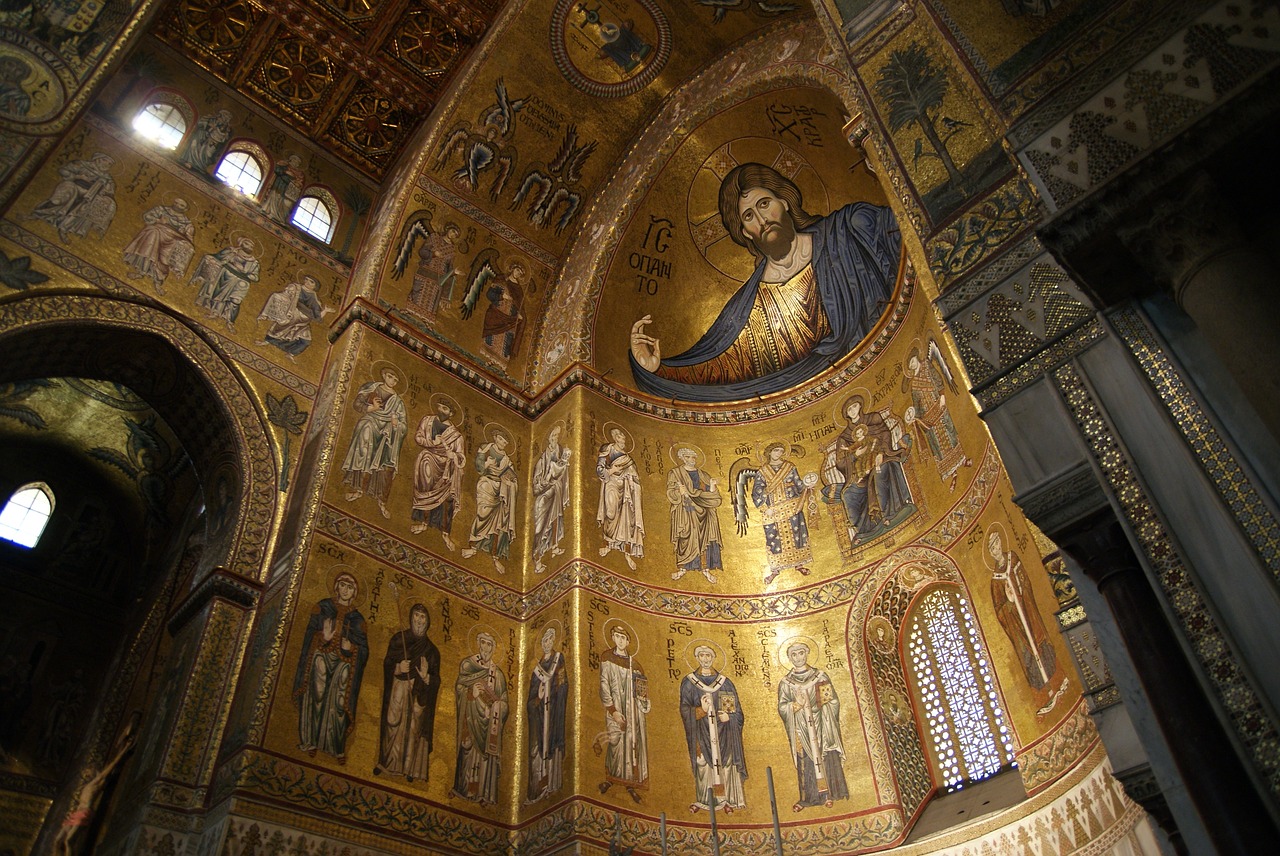 A photo of the interior of the Cathedral of Monreale in Palermo, Sicily.