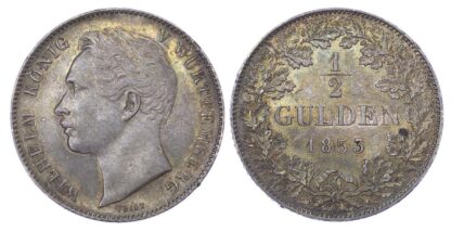 Germany, Württemberg, Wilhelm I (1816-1864), silver ½ Gulden