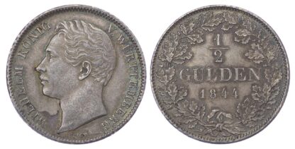 Germany, Württemberg, Wilhelm I (1816-1864), silver ½ Gulden, 1844