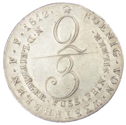 Germany, Westphalia, Hieronymus Napoleon (1807-1813), silver 2/3 Taler