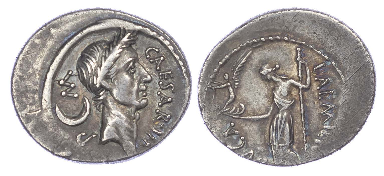 Julius Caesar, Silver Denarius, Lifetime Issue