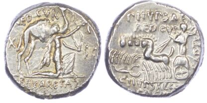 M Aemilius Scaurus & Plautius, Silver Denarius