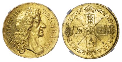 Charles II (1660-1685), Two-Guineas, 1682, NGC AU 58